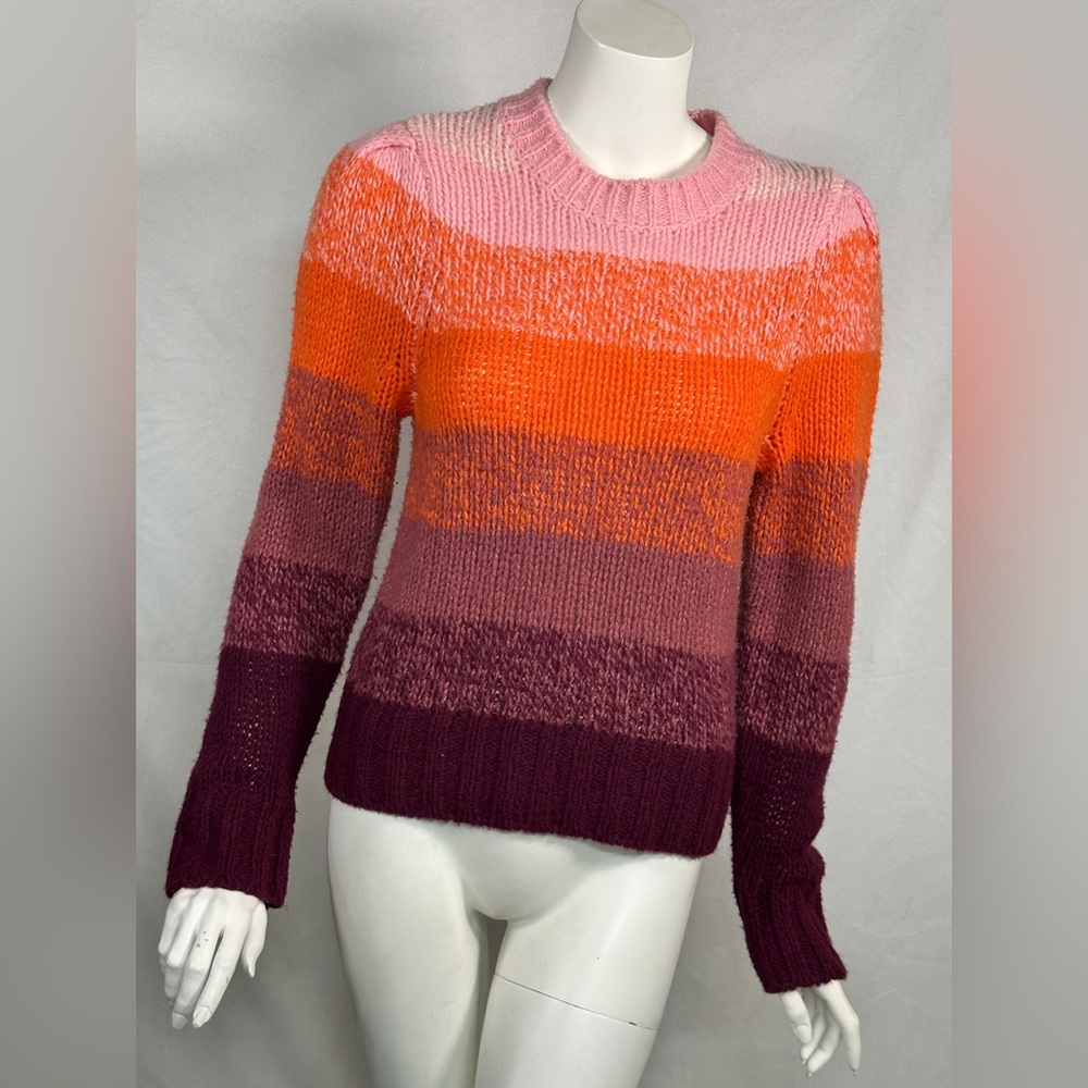 White + Warren Size S Cashmere/Wool-Silk Blend Colorful Striped Women's Sweater - Picture 3 of 11